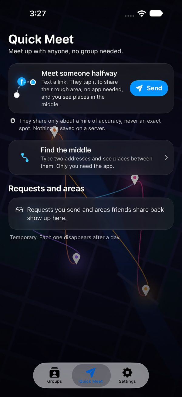 Quick Meet: text a link to meet someone halfway, no app needed